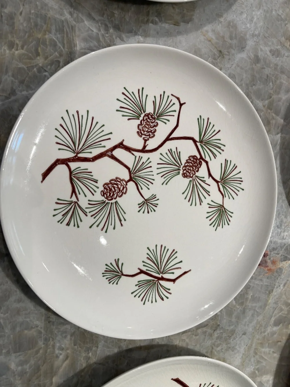 Stetson Marcrest~Vintage Misty Pine  ovenproof hand painted underglaze Plates